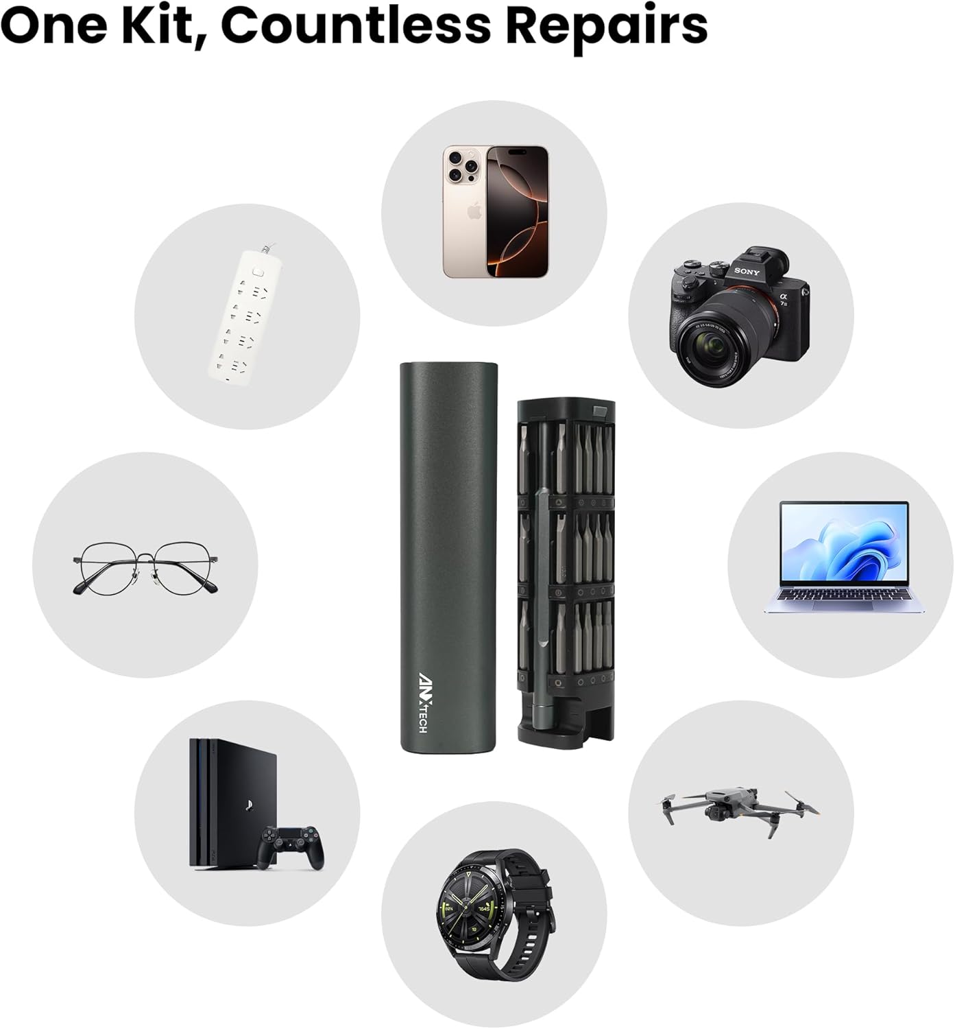 46-in-1 Precision Screwdriver Set with S2 Steel Bits & Security Bits, Mini Tool Kit for Electronics, Computers, Phones, Home/Dorm DIY, Magnetic Screwdriver with Portable Box, Great Gift for Men