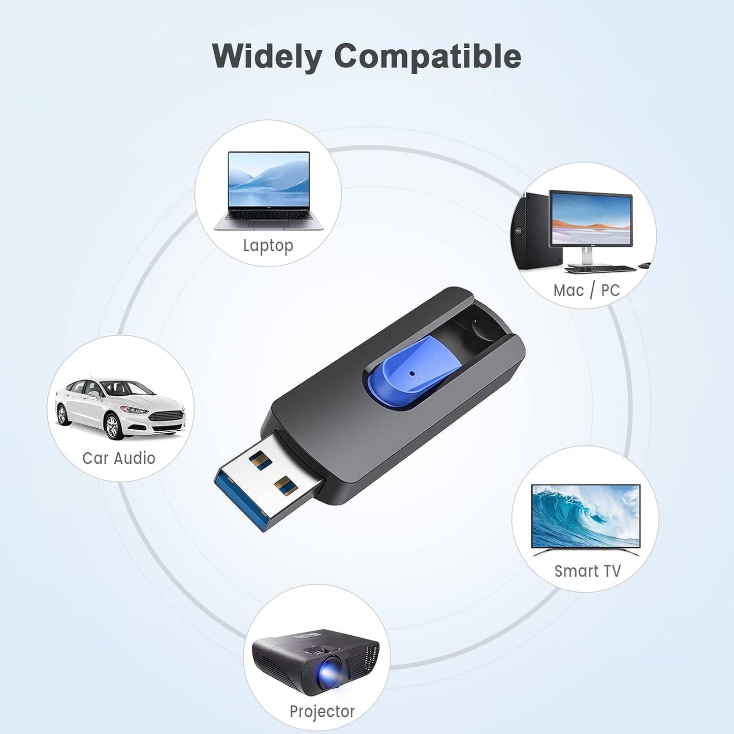 JUANWE USB Flash Drive 256GB, USB 3.0 Thumb Drive USB Storage Flash Drive, Retractable Slide 256GB Jump Drive Stick for Expand Memory & Files Storage Backup