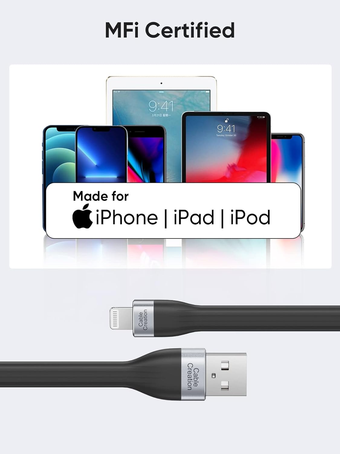 CableCreation 2-Pack Short iPhone Charger Cable 0.5FT/0.15m [MFi Certified], USB to Lightning Cable Data Sync Cord Compatible with iPhone 14/14 Pro, AirPods Pro, iPhone 13/12/ 12 Pro, SE, iPad, iPod
