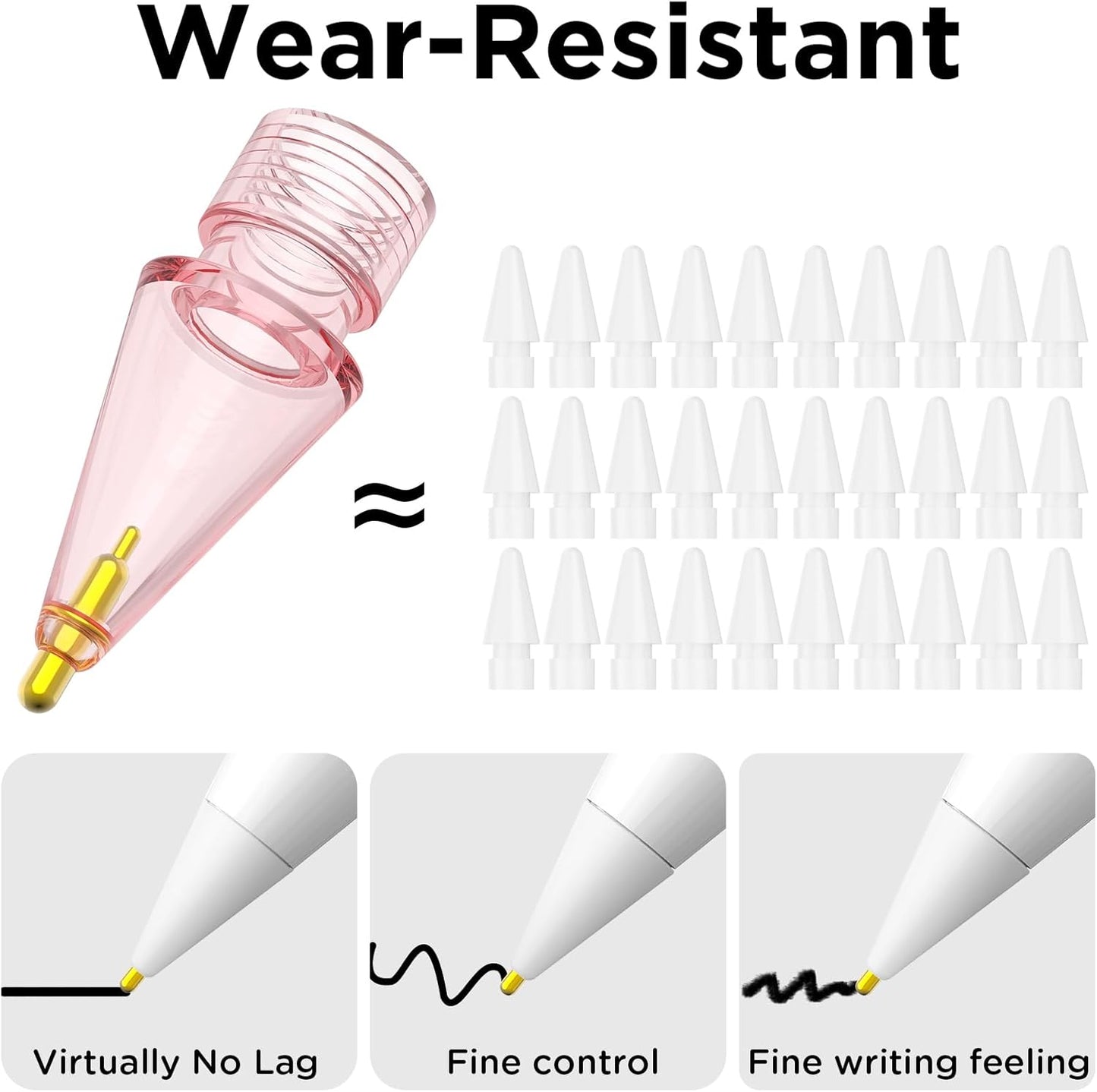 8 Pack Fine Point Replacement Tips Compatible with Apple Pencil 2nd Generation, Apple Pencil 1st Generation, Apple Pencil USB-C & Apple Pencil Pro Colorful iPencil Nibs (Pink + White)