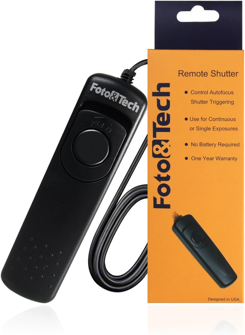Foto&Tech RS-80N3 Wired Remote Shutter Release Control Compatible with EOS R5 Mark II R5 6D Mark II 5D Mark IV III II 5DS 5DR 7D Mark II 1D X Mark II 1DS Mark II II Mark III 1DC 1DX D60 7D