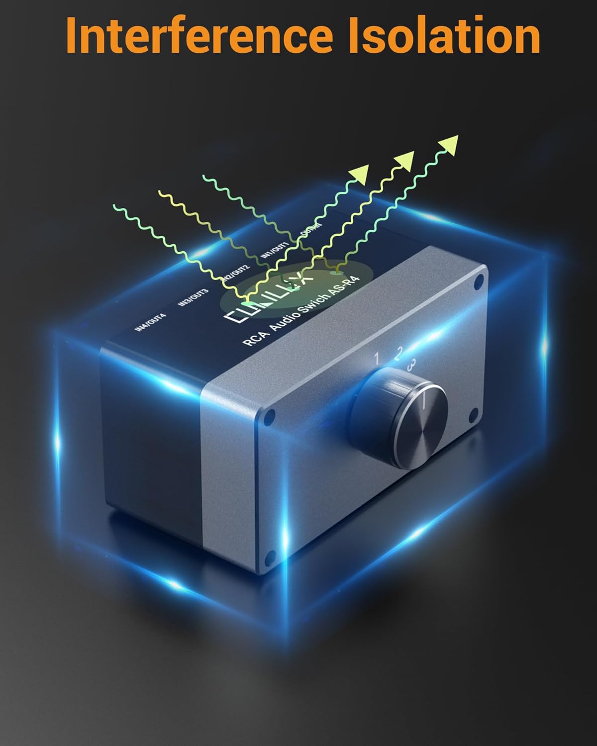 Cubilux AS-R4 4-Channel RCA Audio Selector, Bidirectional 4-Way Stereo RCA Aux Switcher, 1-Input to 4-Output / 4-Input to 1-Output