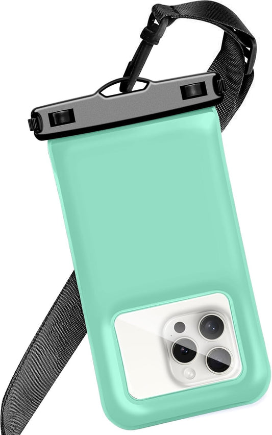 Floatable Soap Bubble Waterproof Phone Pouch/Case with Crossbody Lanyard for iPhone 16 Pro Max/15 Pro/14/13/12, IP68 Cellphone Dry Bag Beach Cruise Ship Essentials, 1 Pack-Green-7″