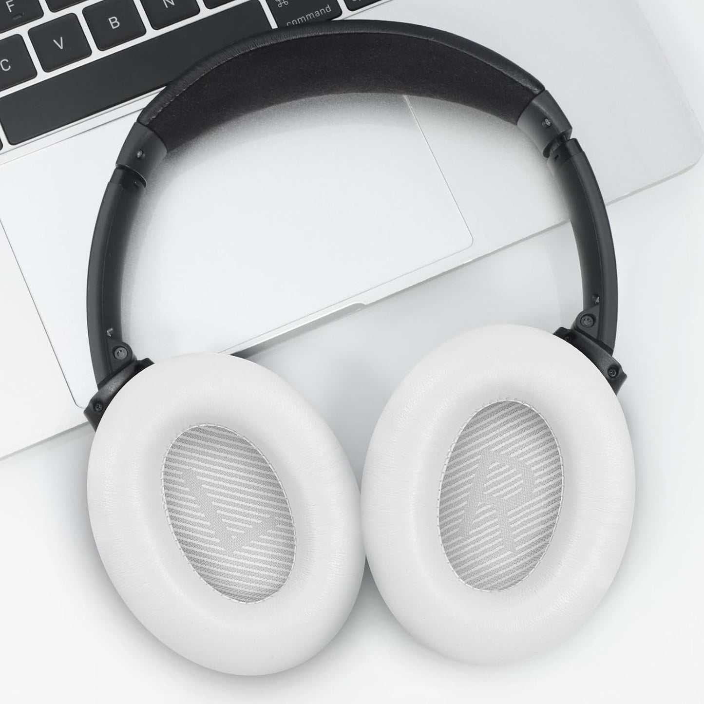 Headphones Replacement Ear Pads, Sheepskin Ear Cushions for Bose QuietComfort 35 (QC35) Improved Durability, Ear Pads Cushions with High-Density Foam, Thickness and Sound Isolation - White