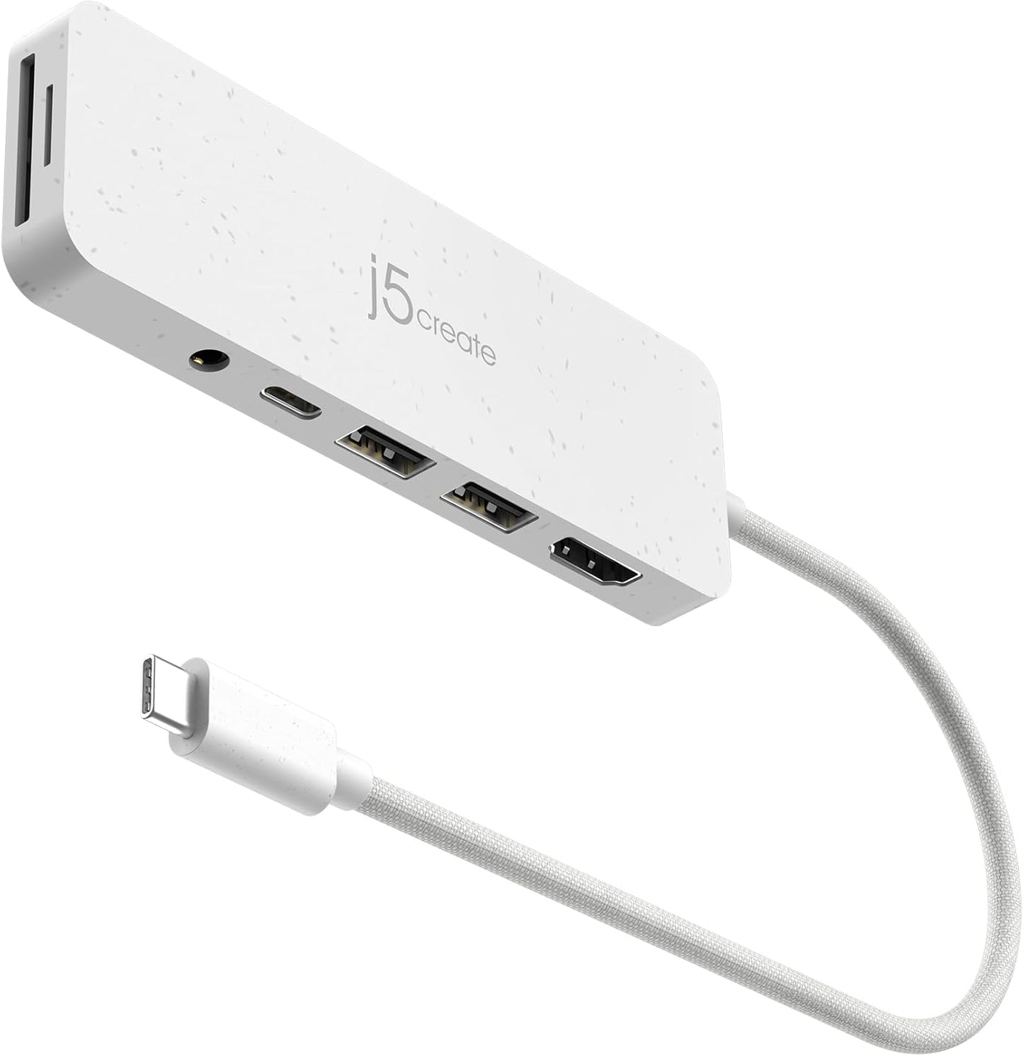 j5create USB-C Multi-Port Hub with Power Delivery with 4K HDMI/2 USB-A 5Gbps/PD 100W Charging SD&Micro SD/3.5mm Audio | for MacBook Pro&Air/iPad Pro/iMac/Surface/XPS/Thinkpad/Galaxy/and More(JCD373EW)