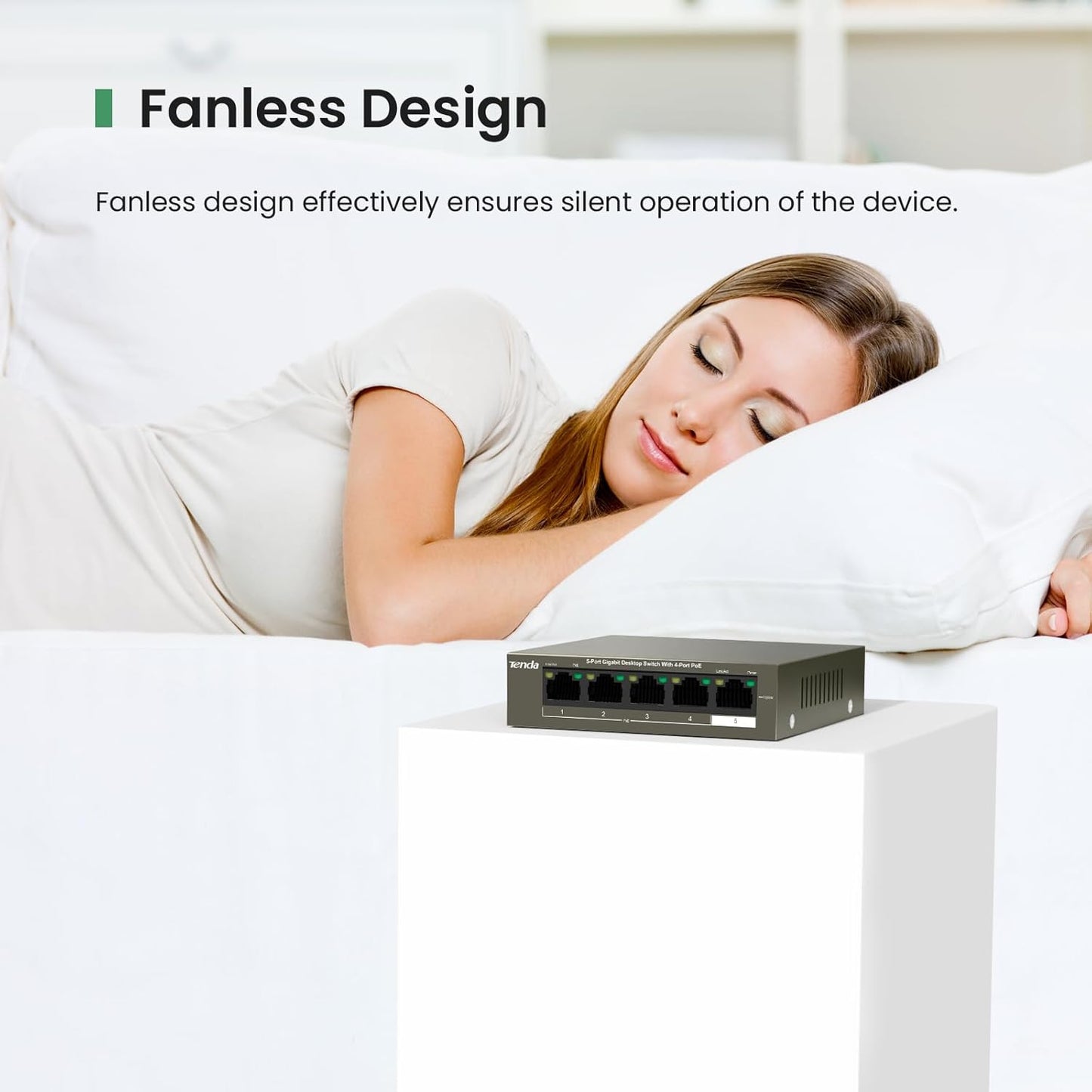 Tenda TEG1105P, 5 Port Gigabit PoE Switch Compatible with IEEE 802.3af/at Devices, Unmanaged PoE Switch with 4 Port PoE+@63W, Plug & Play, Fanless & Metal Design, Limited Lifetime Protection