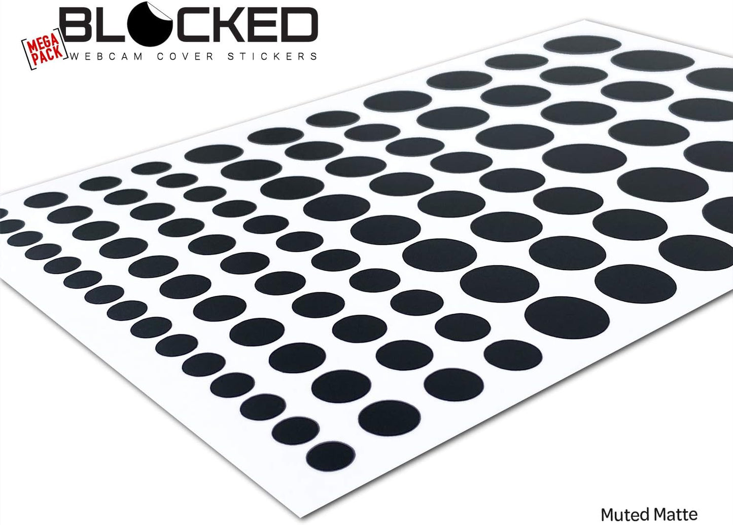 Stackable Webcam/Camera Vinyl Covers | 95 Low-Tack Restickable Webcam Sticker | 5-Sizes | Black 95-Pack (Muted Matte)