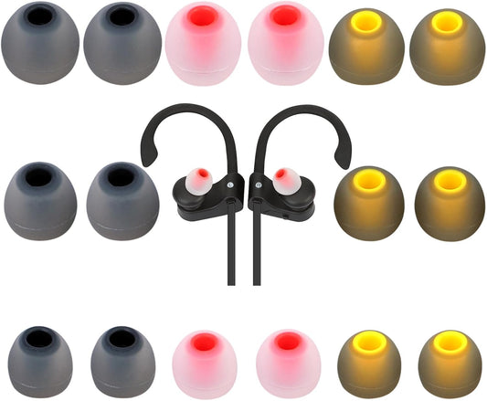 Earbud Tips Ear Bud Tips Soft Anti Slip Washable and Reusable Silicone Replacement Earbud Tips Fit Most in-Ear Earbuds(Inner Hole 3.8mm -5.1mm) 18pcs S M L
