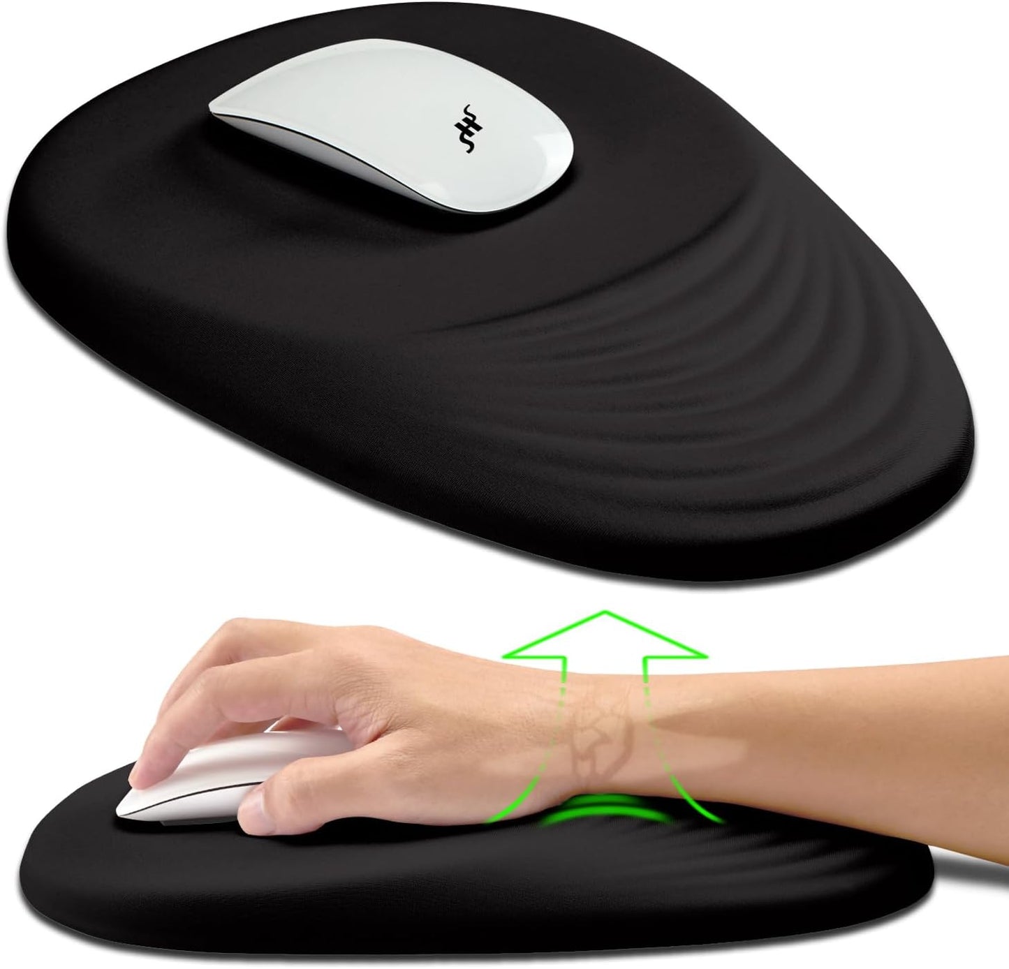 Hokafenle Ergonomic Mouse Pad Wrist Support, Terraced Slope Carpal Tunnel Wrist Pad for Mouse with Unibody Memory Foam, Wrist Rest Pain Relief Mousepad (Dark Night, 11.8x7.9 in)