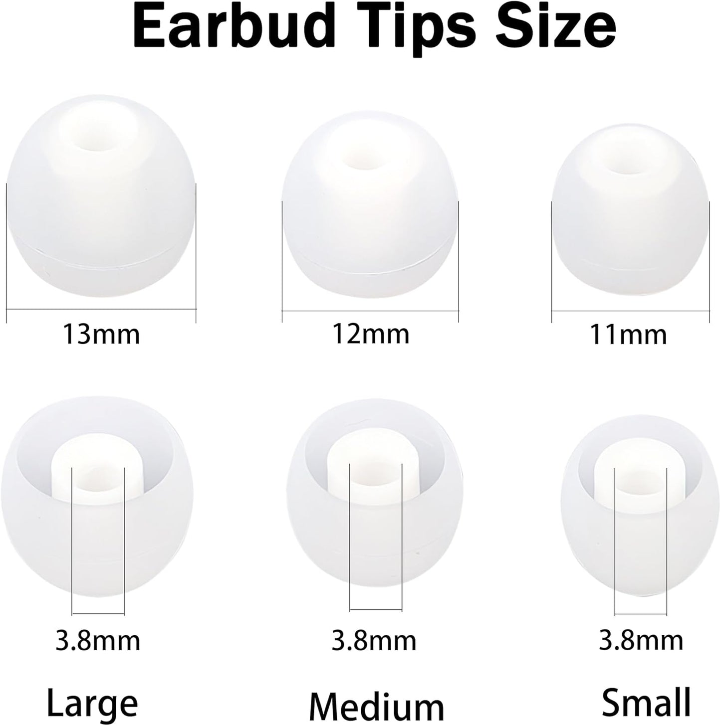 Earbud Replacement Tips - Silicone Ear Tips Fit Most - S M L, 9 Pairs