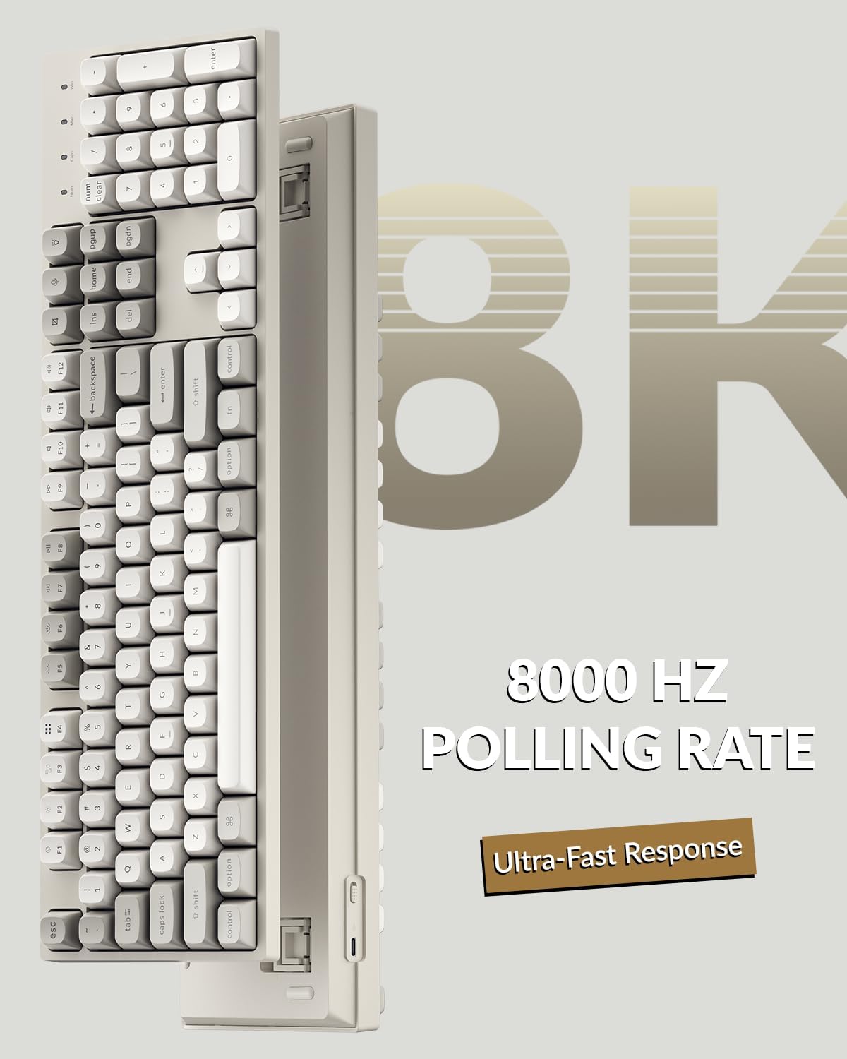 Keychron C2 Pro Wired Mechanical Keyboard with 8K Hz Polling Rate, Full Size Custom RGB Backlit Hot-Swappable, Non-Shine Through PBT Keycaps Compatible with Mac Windows Linux (Silent Banana Switch)