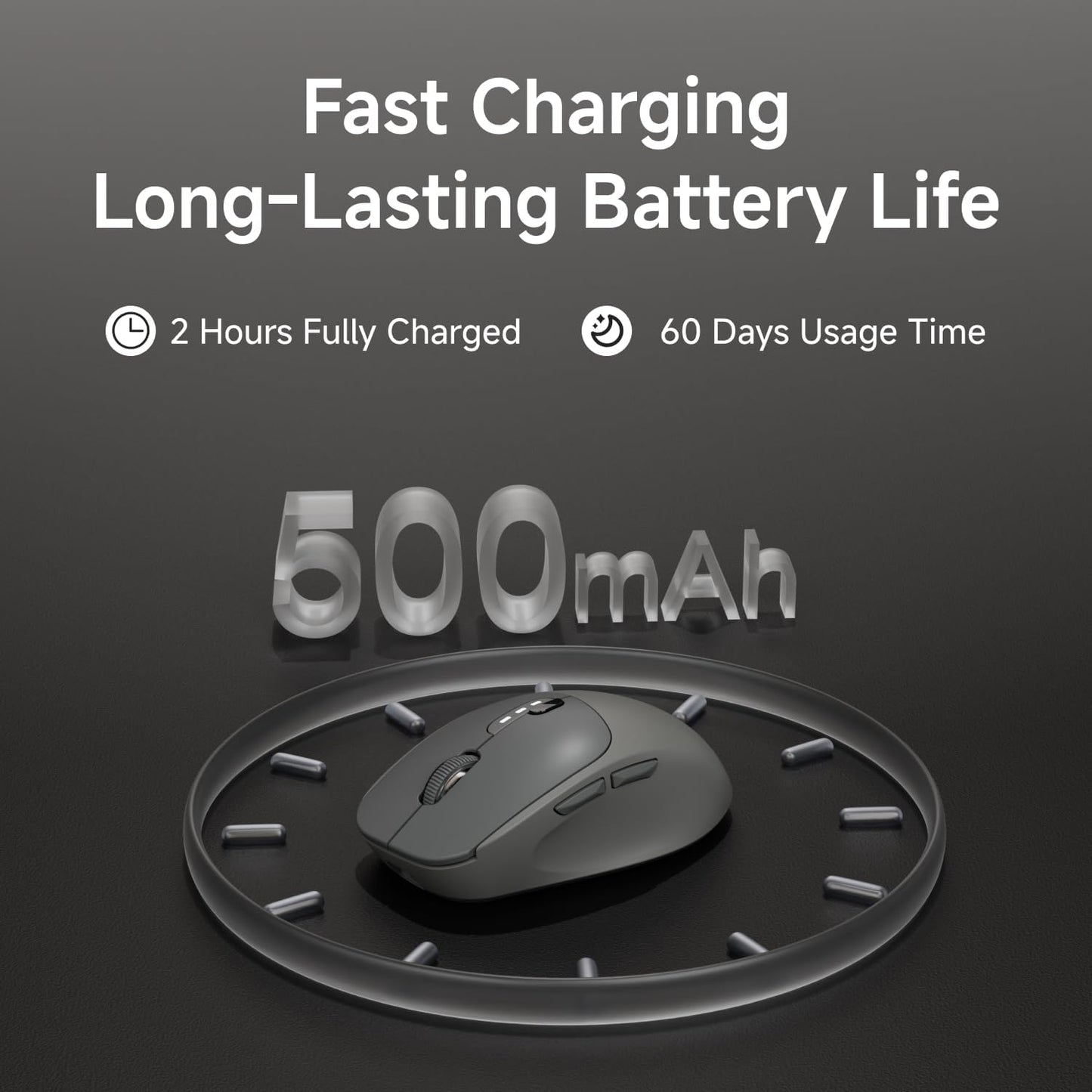 EWEADN Q5 Wireless Mouse, Bluetooth & 2.4G Quiet Computer Mouses with 1600 DPI, Battery Level Display, Ergonomic Office Mouse,6 Button Portable Cute Cordless Mice for Laptop/PC/Mac- Black