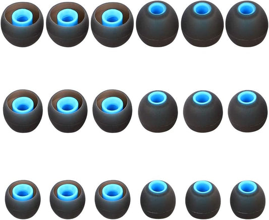 Earbuds Replacement Tips Silicone Earbud Tips Ear Gels Fit for Inner Hole from 3.8mm - 5.1mm Earphones 9 Pairs S/M/L Black-Blue