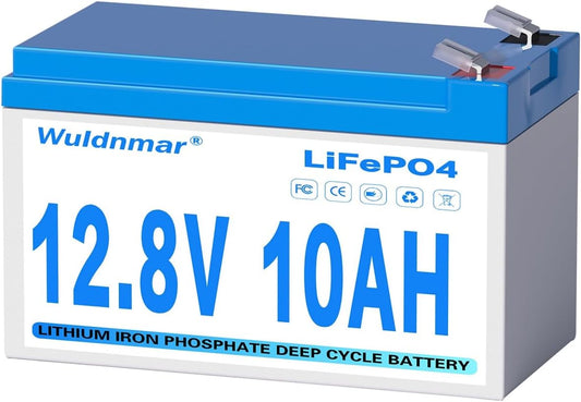 12V 10Ah LiFePO4 Battery, Lithium Battery with BMS, 3000+ Cycles, 128WH Deep Cycle Battery for Marine Battery, Car, RV, Golf Cart, Solar, Trolling Motor, Replace AGM/SLA