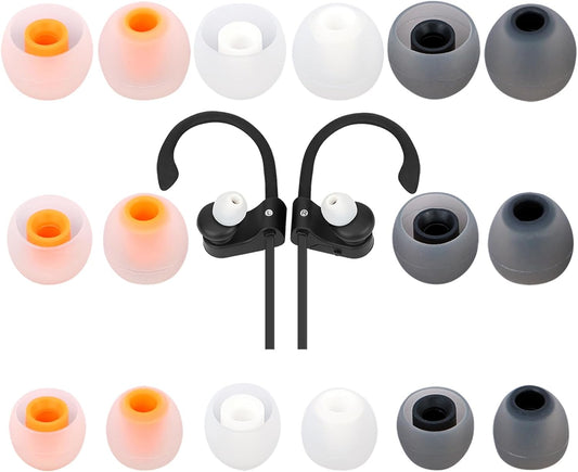 Earbud Tips Ear Bud Tips Soft Anti Slip Washable and Reusable Silicone Replacement Earbud Tips Fit Most in-Ear Earbuds(Inner Hole 3.8mm -5.1mm) 18pcs S M L