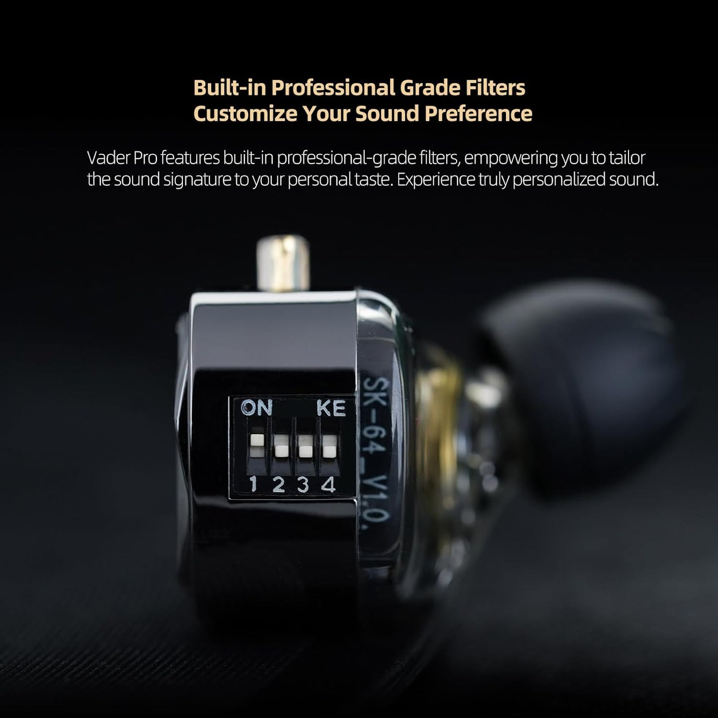 KZ Vader Pro in-Ear Monitors Gaming Earbuds, Triple Dynamic Driver IEM with 4 Tuning Switches, Clarity in All Frequency Stereo Sound Comfortable Noise Isolating Earphones for Stage and Studio (NNMIC)