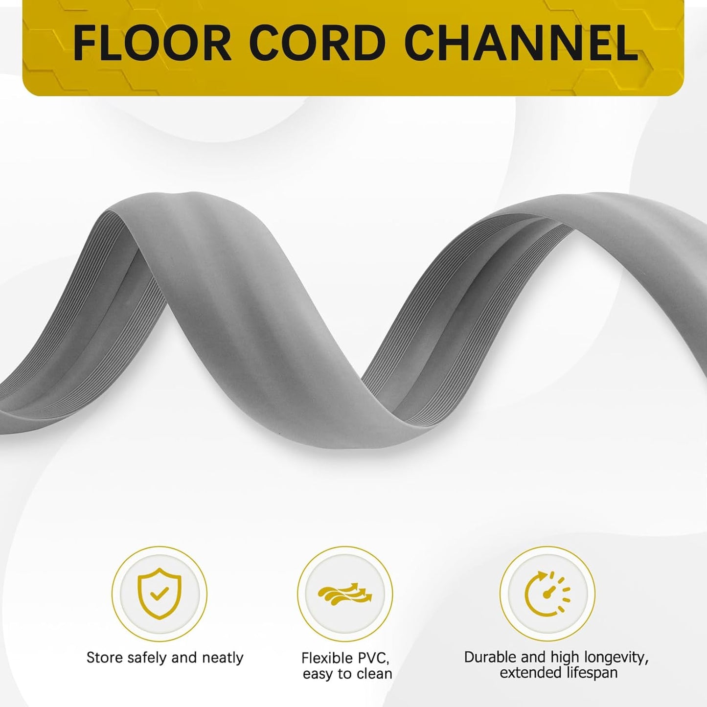 Floor Cord Cover 10FT Cord Covers for Wires on Floor Protect Wires & Prevent Trip Hazards, Easy to Cut for Home, Office, School, Concerts, Cavity W0.6in x H0.32in