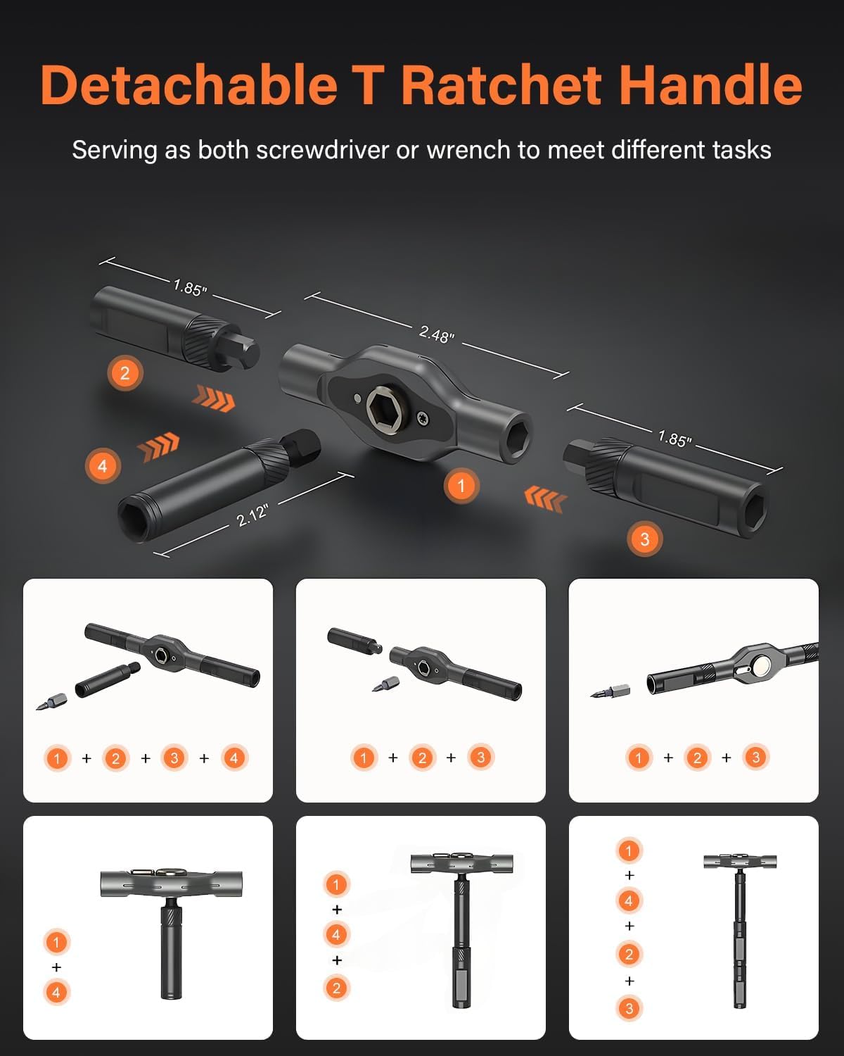 42 in 1 Magnetic Screwdriver, Screwdriver Set, Multi Bit Ratcheting Screwdriver Set with Storage Case Repair Tool Kit for Computer, Eyeglass, Bicycles, Watch, Ring Doorbell, Furniture and DIY (Grey)