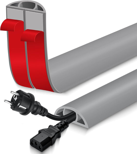 Floor Cord Cover for Wires on Floor Self Adhesive Cord Hider Floor Cable Management Wire Covers for Cords Protector Prevent Cable Trips Cord Cavity W 0.47" x H 0.27", Gray, 3.3Ft