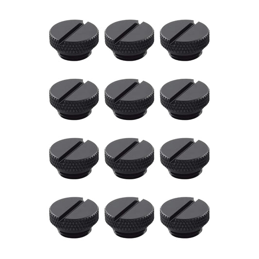dracaena.io 12 pack G1/4" thread, Thin water Stop Plug Fitting with Coin Slot for Computer water cooling System, durable brass/copper material, Black