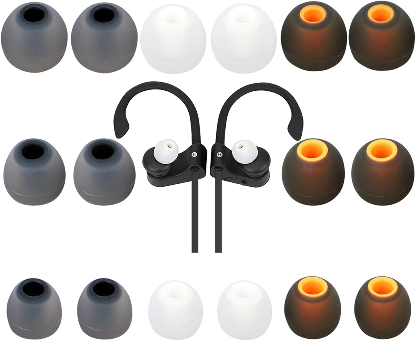 Earbud Tips Ear Bud Tips Soft Anti Slip Washable and Reusable Silicone Replacement Earbud Tips Fit Most in-Ear Earbuds(Inner Hole 3.8mm -5.1mm) 18pcs S M L