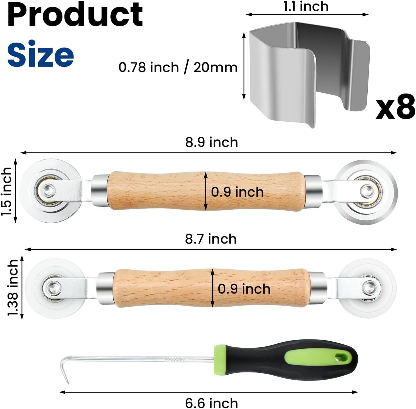 4 in 1 Screen Repair Kit, Screen Roller Tool Kit Inlcuded Metal/Nylon Screen Roller Tool, Spline Removal Hook and Screen Clips, Screen Repair Tool for Installing Door Window Mesh