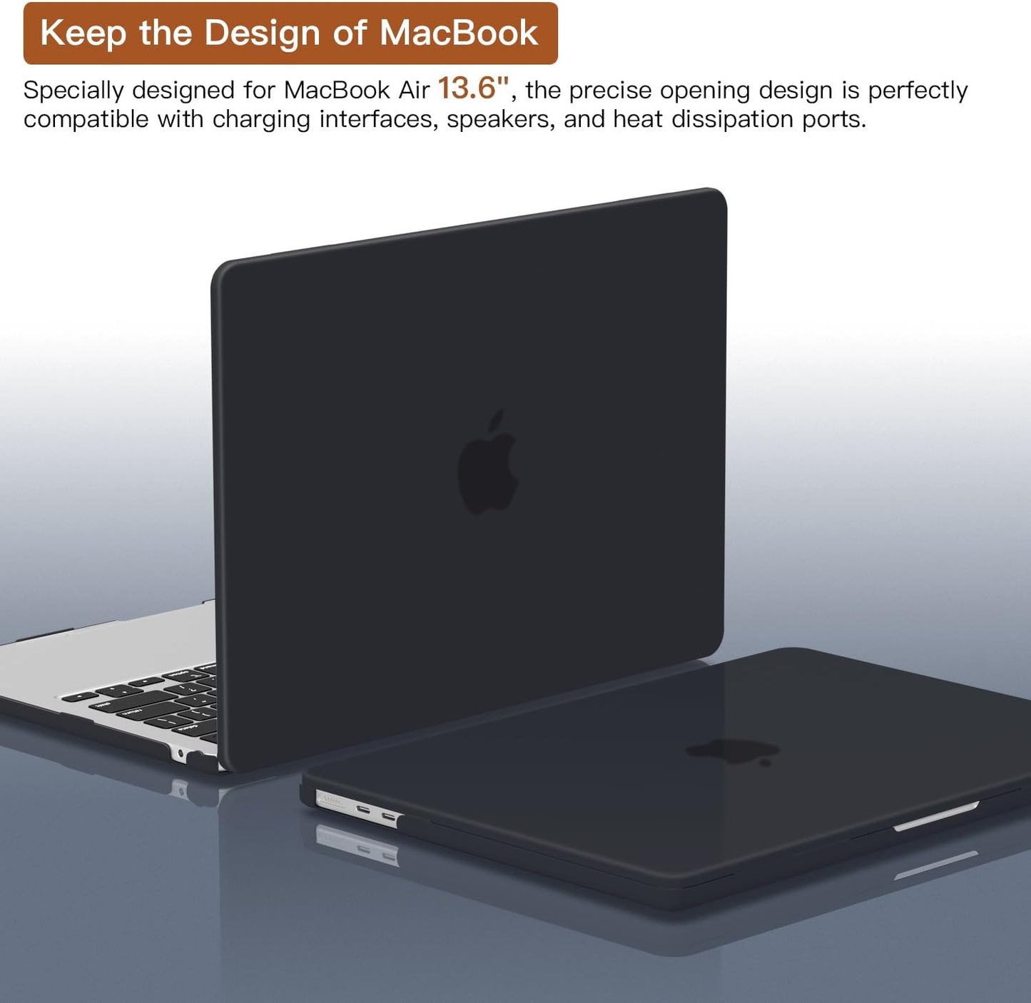 CISSOOK Laptop Hard Shell Case for MacBook Air 13.6 inch M2 A2681, M3 A3113, 2022, 2024, Black, Protective & Scratch Resistant