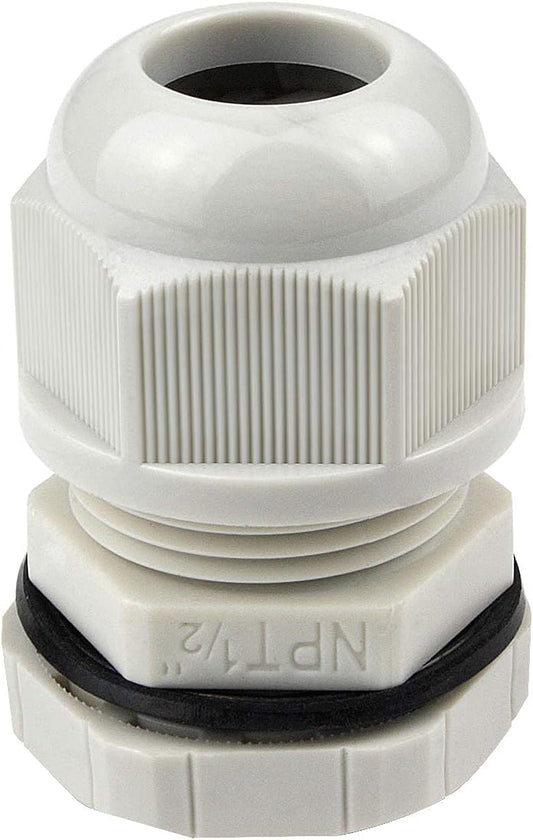 25 Pcs 1/2" IP68 Strain Relief Nylon Cord Grip NPT Cable Glands Adjustable UL Listed and RoHS Compliant (Grey)