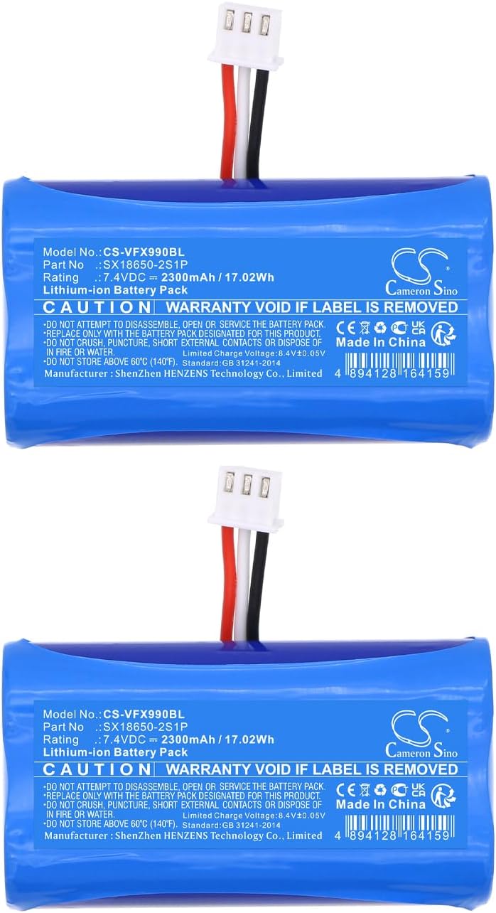 Cameron Sino (2PCS) Replacement for Ver'ifone X970 X990 Battery,fits SX18650-2S1P 2300mAh/7.4V