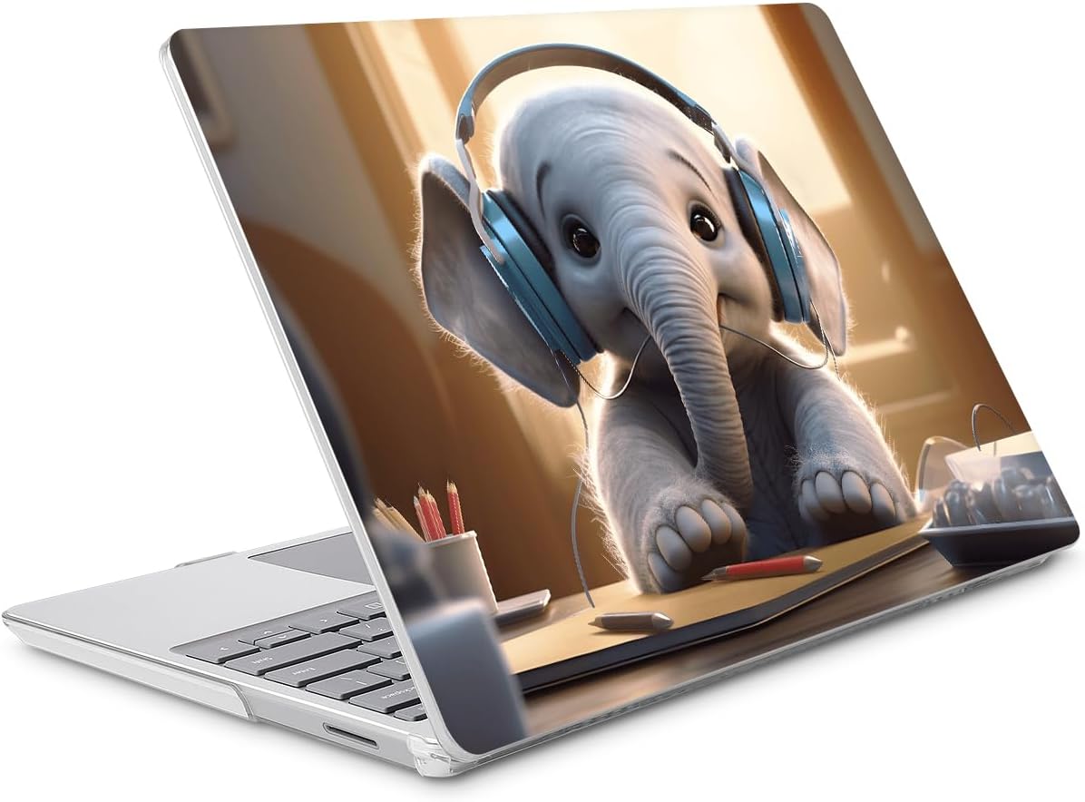 Tuiklol Case for 15 Inch Microsoft Surface Laptop 5/4/3 2022-2020, Model 1979/1953/1872/1873 Hard Shell Cover, Keyboard Cover+Screen Protector+Dust Plugs, Elephant