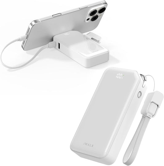 iWALK Portable Charger, Ultra Small 10,000mAh 30W PD Power Bank, USB C in&Out Fast Charging Battery Pack with Stand, Travel Essential Phone Powerbank for iPhone 16/15 Pro Max, Samsung S25/S24 Series