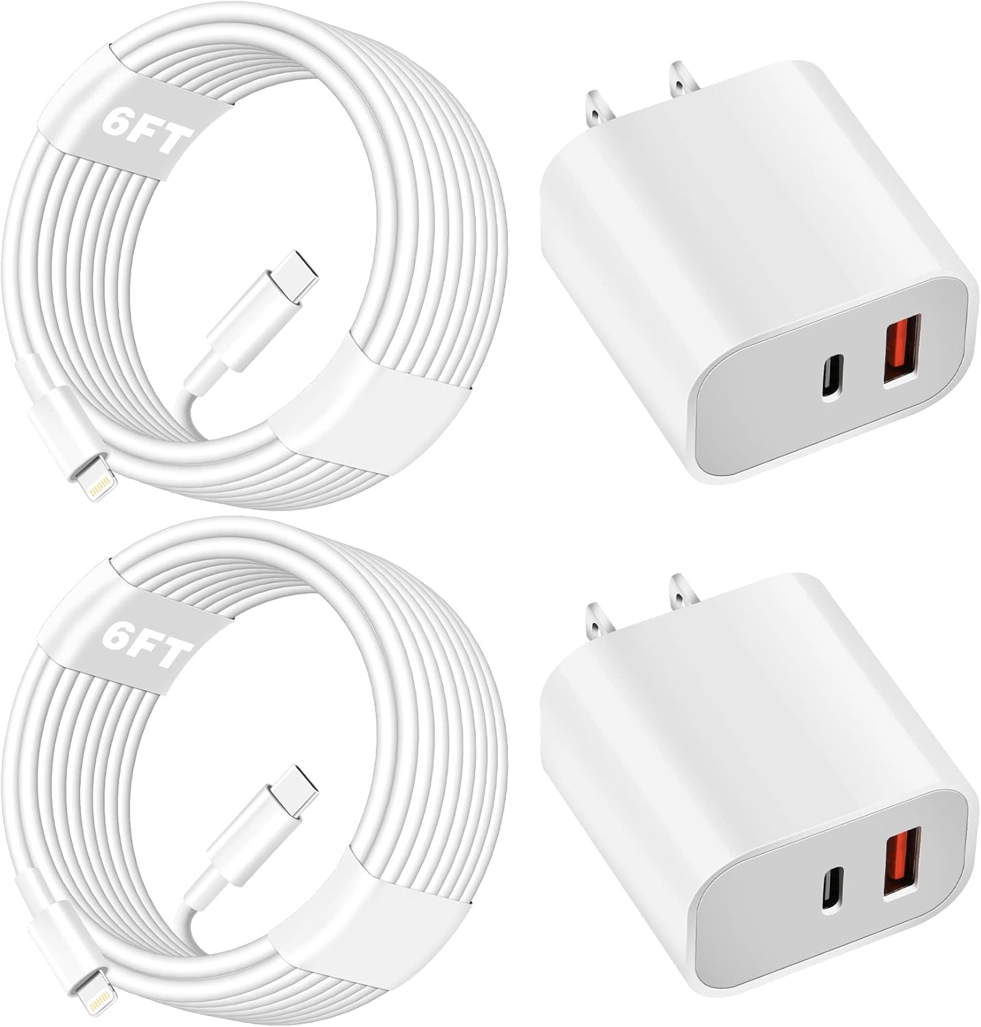 iPhone Charger Fast Charging Block,Dual Port Fast Apple iPhone Charger [Apple MFi Certified]2Pack 20W Quick Double iPhone Wall Charger,6FT USBC to Lightning Cable For iPhone 14 ProMax/13/12/SE/Airpods