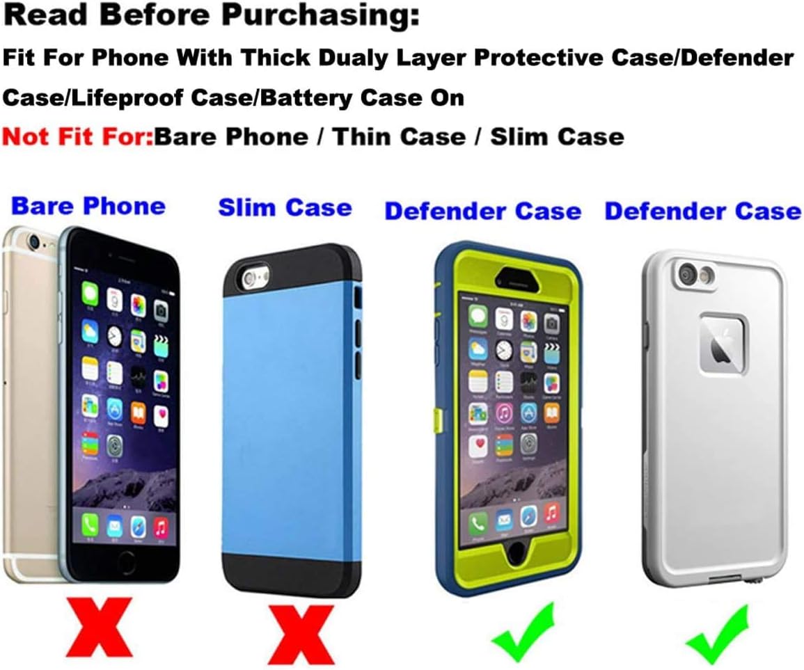 Holster for iPhone 17 17 Pro 16 16 Pro 15 15 Pro 14 14 Pro 13 13 Pro 12 12 Pro 11 11 Pro Belt Holster Fit with Thick Defender Case Hybrid Armor Protective Case On