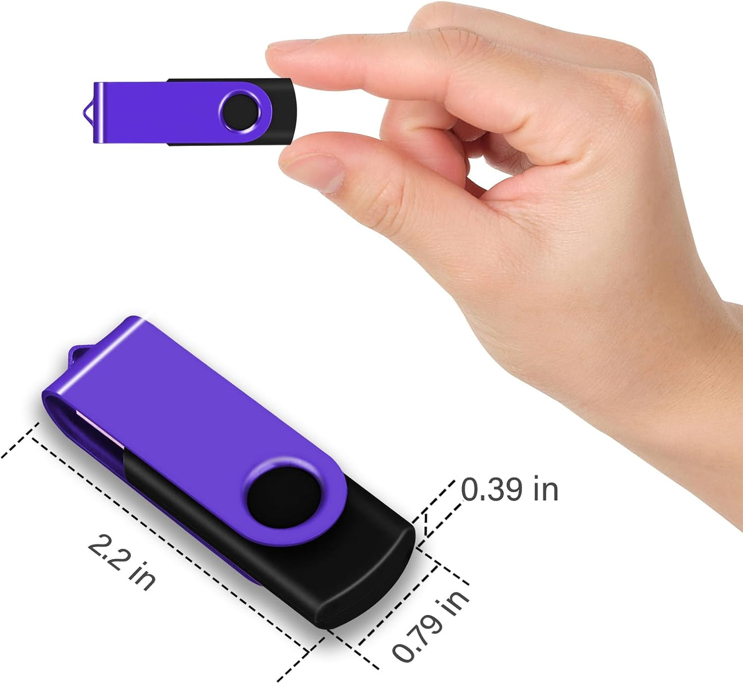 EASTBULLUSB Flash Drive Bulk 1GB 20 Pack with Lanyards USB 2.0 Thumb Drive Bulk Memory Stick Swivel Pen Drive for Storage and Backup 1GB 20 Pack, Purple