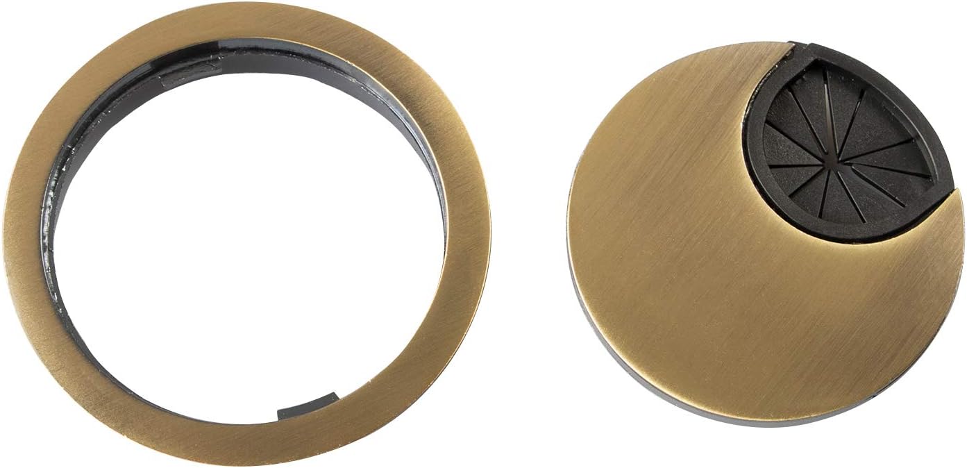 Desk Grommet for Wire Organizer,PC Computer Desk Plastic Grommet Cord, Tidy Cable Hole Cover Organizers,2 Pack (53mm, Gold)