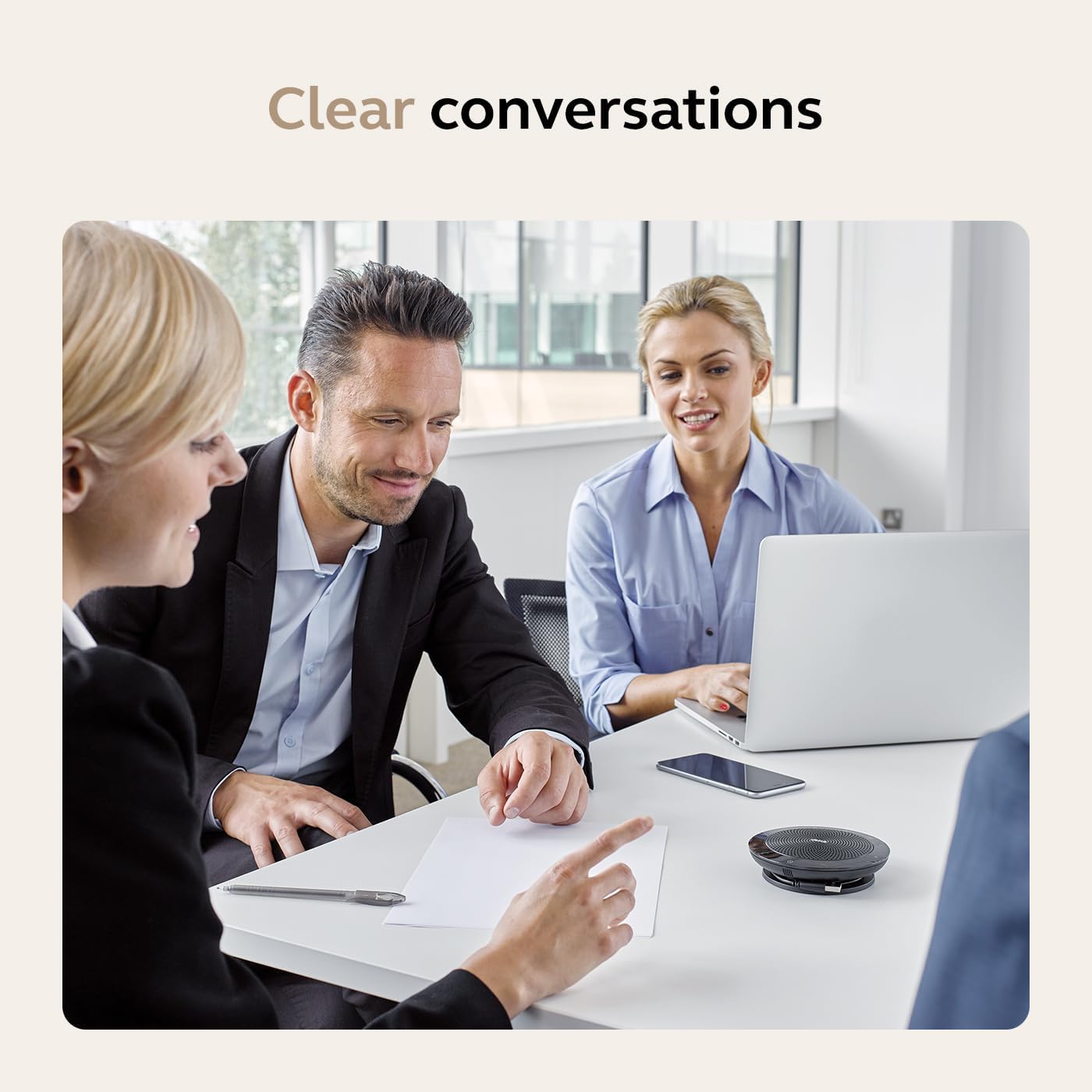 Jabra Speak 510 (2025 Edition) Portable, USB or Wireless Bluetooth Speaker for Meetings and Calls with Crystal-Clear Sound, Works with All Meeting Platforms - Microsoft Teams, Google Meet, Zoom, Black