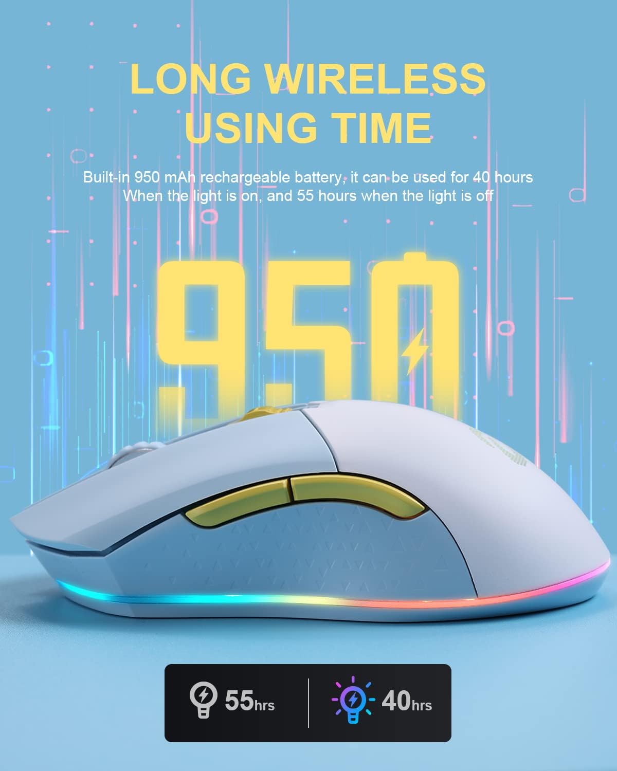 DAREU Wireless Wired Gaming Mouse Dual-Mode Rechargeable 7 Programmable Buttons,10K DPI,RGB and 7 Adjustable DPI Levels up to [150IPS] [1000Hz Polling Rate] for PC Notebook Mac