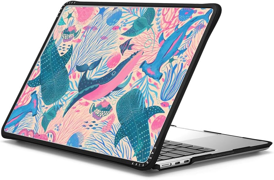 CASETiFY Impact MacBook Air 13.6" (M2-M4) Case [Cushioned Impact Corners/Scratch-Resistant/Anti-Slip Grip] - Under The Sea - Clear Black
