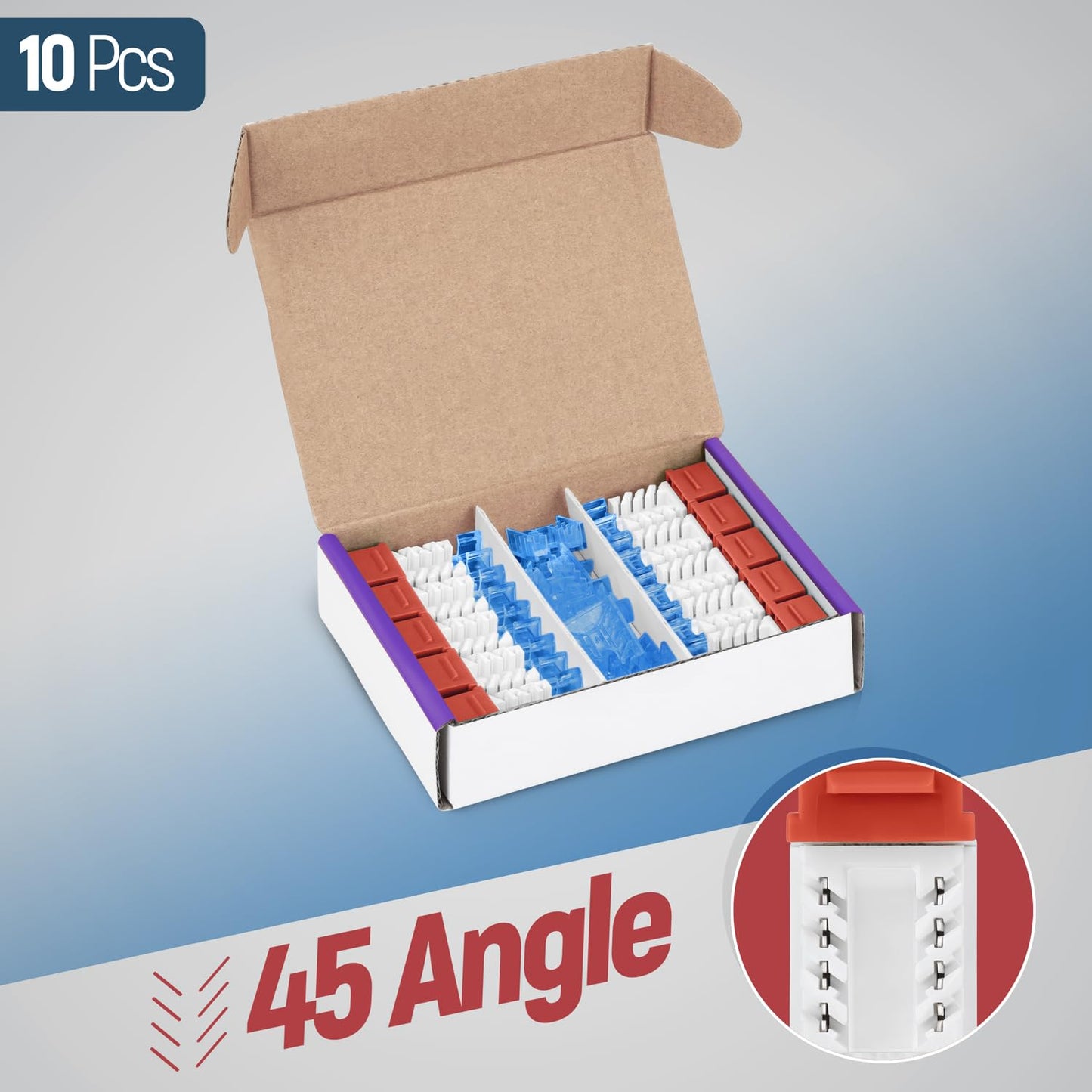 Everest 45° Angled RJ45 Cat5e Keystone Jacks 10-Pack in Orange - Slim Profile Female RJ45 Connectors - Cat 5e Keystone Jack - Compatible with 45° Angled Speed Termination Tool - 45Term (B0BL3GS7ZY)