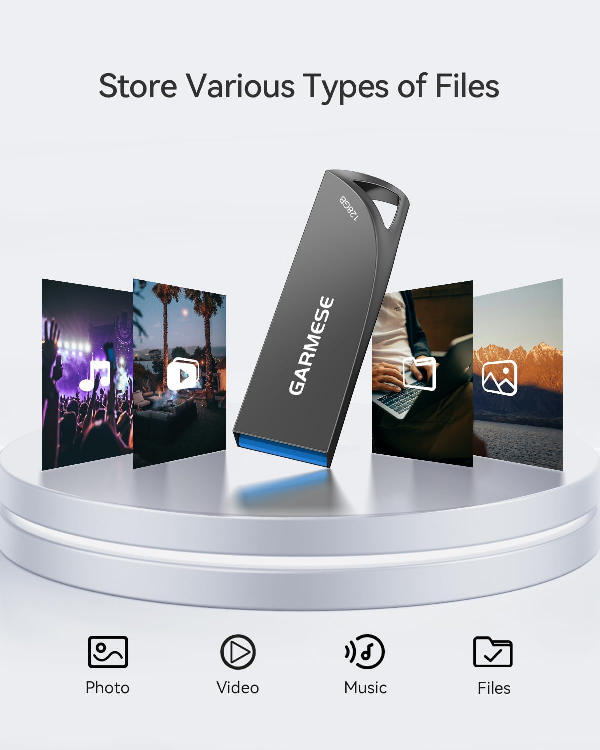 128GB USB Flash Drives, 2-Pack Waterproof Metal USB 3.0 Memory Stick, Slim Thumb Drive Portable Pen Drive with Keychain Hole Stylish Jump Drive for PC Computer