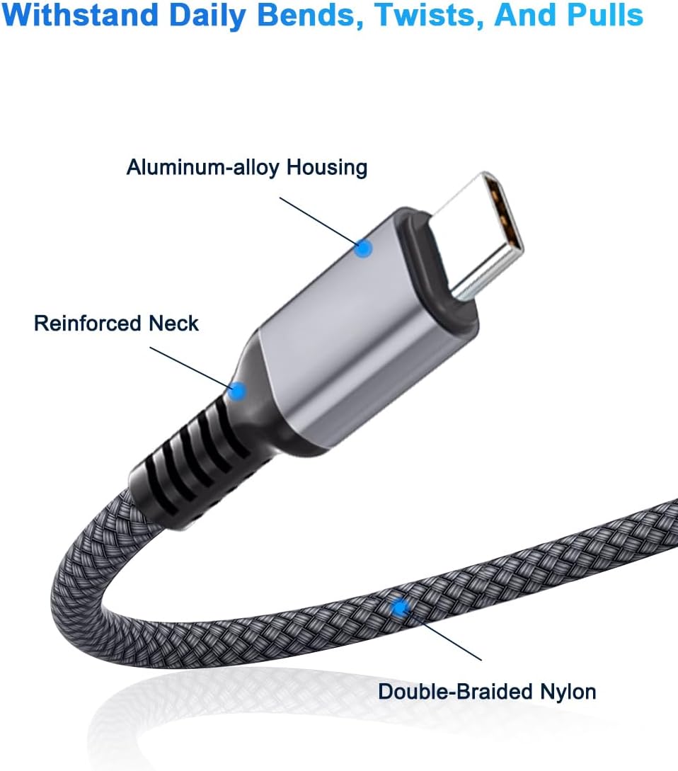 Elebase USB C to C 100W Charging Cable 6.6FT with Type A Car Adapter,Fast PD Charger Cord for iPhone 16 15 Pro Max Plus,Airpods 4,Samsung Galaxy S23 S24 Flip Fold 5,Ultra,A53 A54,MacBook Mac,iPad 9 10