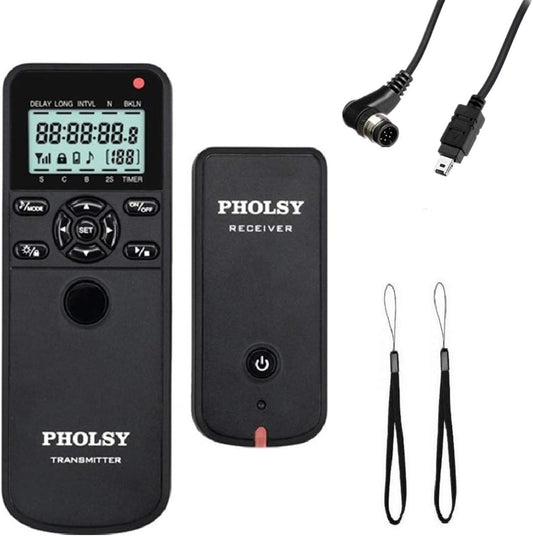 PHOLSY Camera Timer Remote Release Control with Intervalometer HDR for Nikon Z5, Z8, Z9, Z7ii, Z6, Z6ii, D750, D780, D7500, D7200, D5600, D5500, P7700, P7800, P950, D4, D5, D6, D800, D850, D810, D700