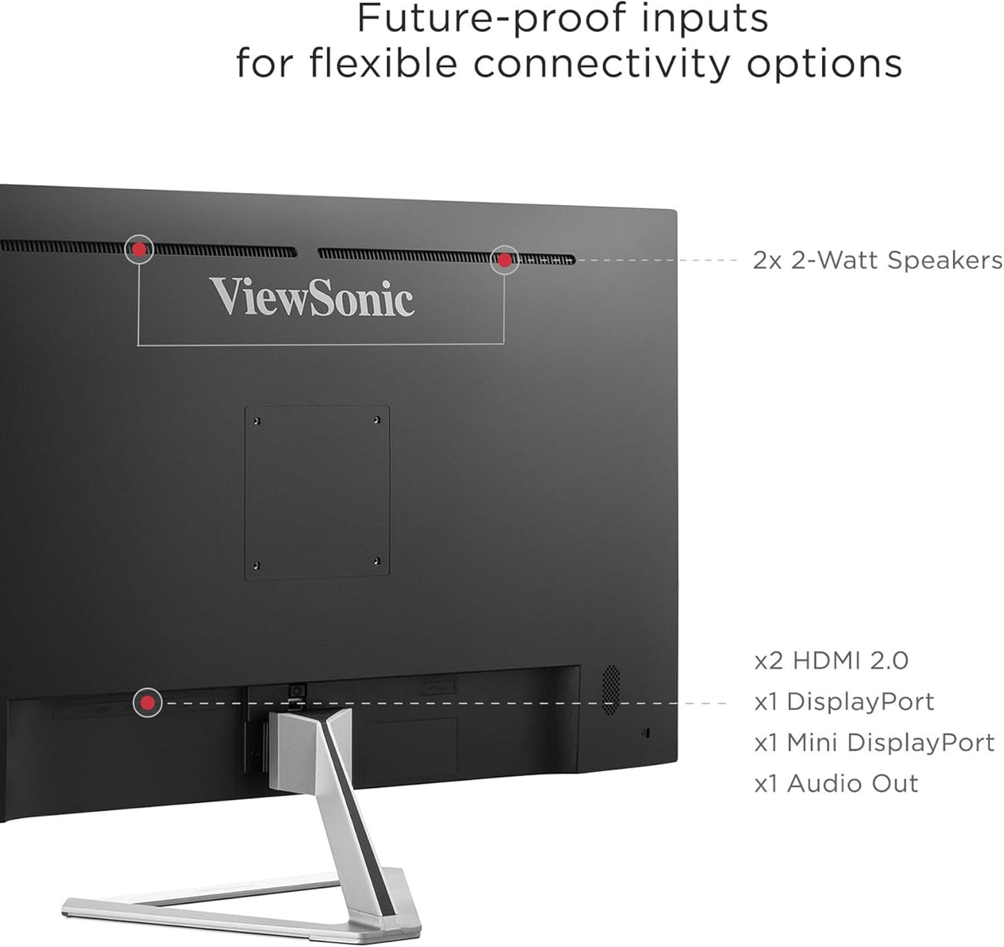 ViewSonic VX3276-4K-MHD 32 Inch 4K UHD Monitor with Ultra-Thin Bezels, HDR10 HDMI and DisplayPort for Home and Office