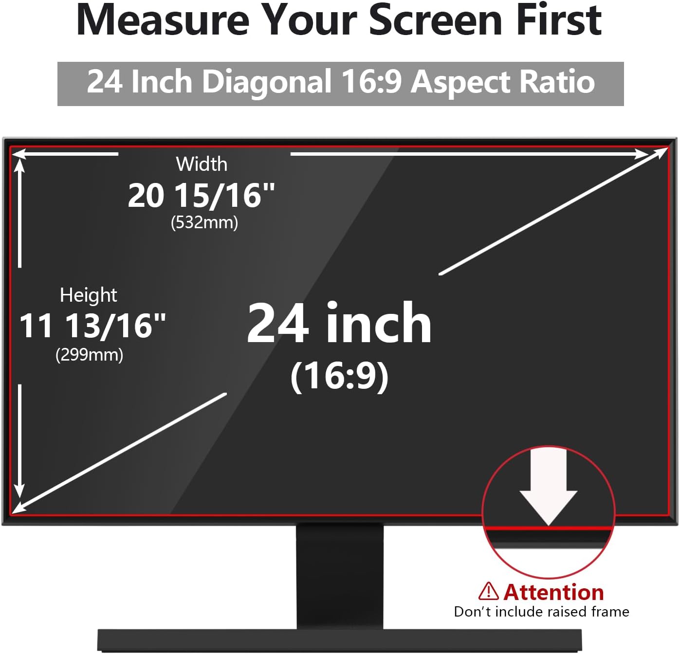 Computer Privacy Screen Protector 24 Inch with Hp Dell Acer Asus Samsung LG and More, Removable Security Shield Filter for 16:9 Aspect Ratio Monitor Like ViewSonic Sceptre AOC Koorui BenQ (24" Diagonal 16:9 1 Pack)