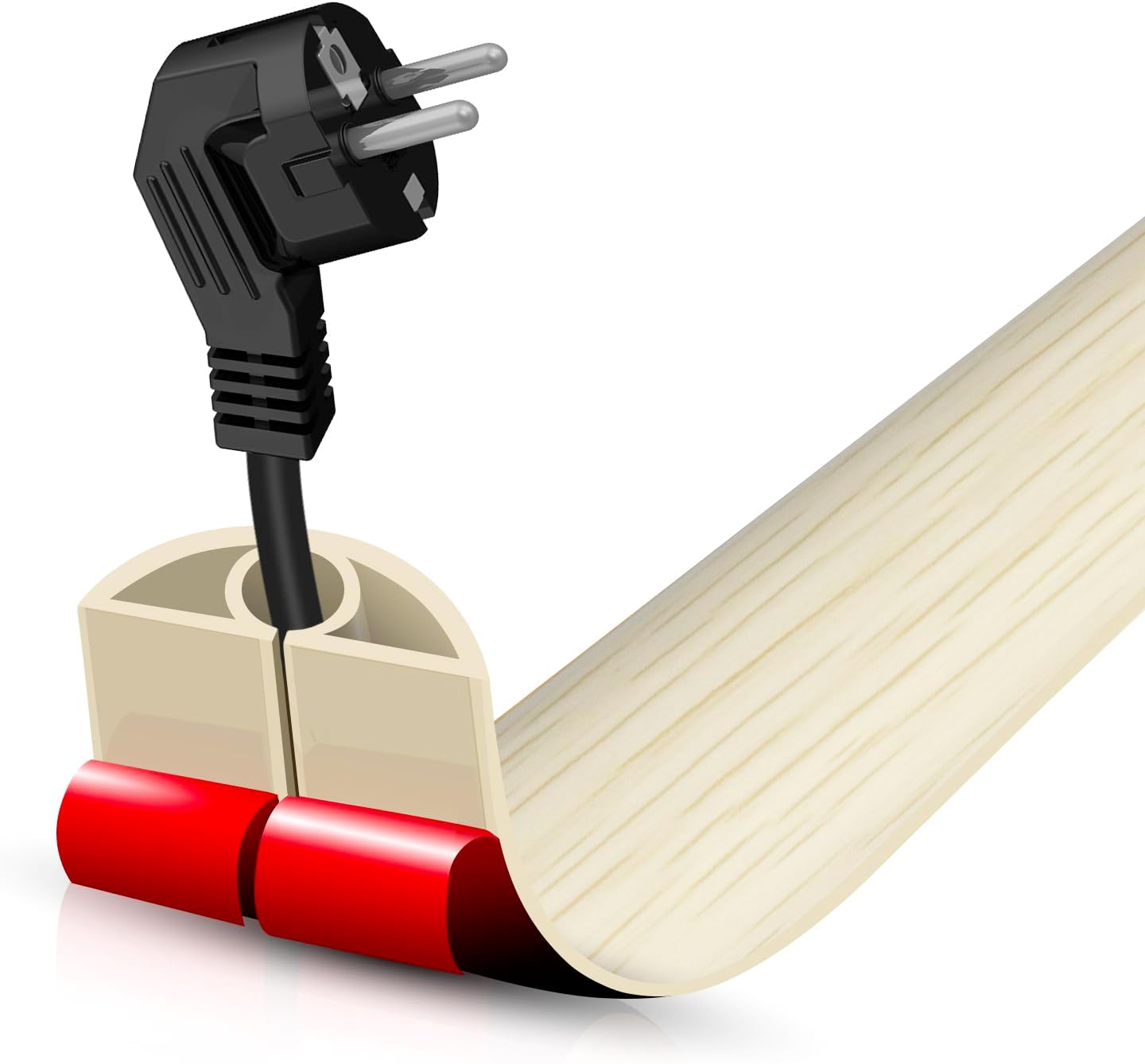 Floor Cord Cover Self Adhesive Cord Hider,3.3FT Cable Management, Extension Strip Protector for Wires, Prevent Cable Trips for Offices, Gyms, Exhibitions Cavity:0.3"(W) x 0.28"(H) Yellow Wood