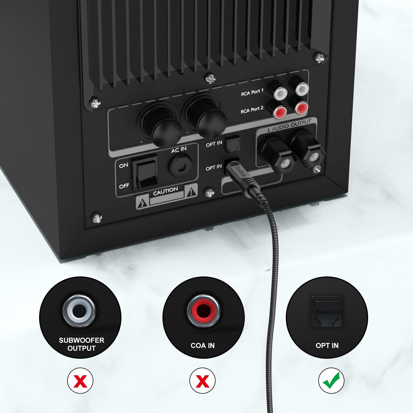 EMK Digital Optical Audio Cable [10 Feet/3M] - Slim Nylon Braided Toslink Fiber Optic Cable for Sound Bar, TV, Home Theater, PS4, Xbox, Blu-Ray Player & More - High-Speed SPDIF (Black1)