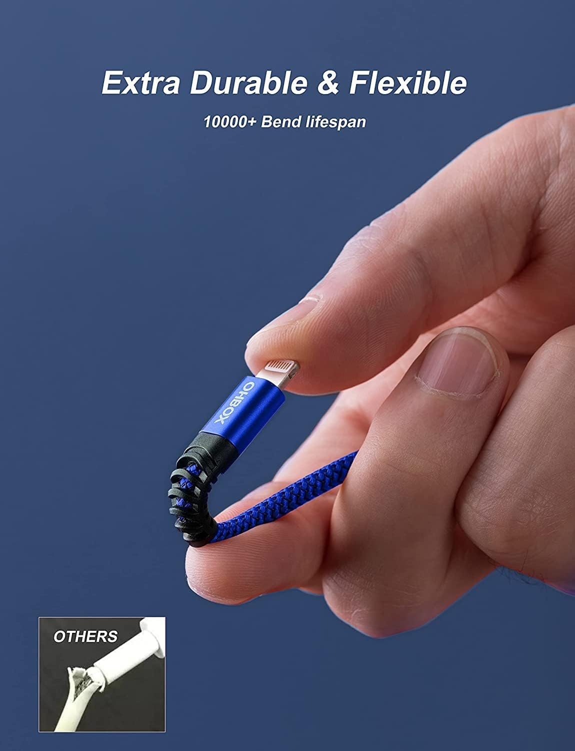 iPhone Charger Cable 6FT, USB to Lightning Cable 3Pack Braided USB iPhone Charger Fast Charging Cable iPhone Cord Compatible with iPhone 14/13/12/11/Pro/Max/Mini/X/Plus/8/7/6/5S/SE/Plus/iPad and More