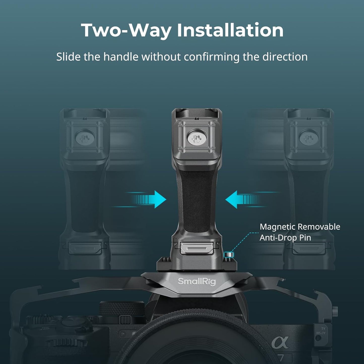 SmallRig Quick Release Top Handle with Quick Release Slider, Two-Way Smooth Installation, Ergonomic Design, 15kg Max. Load, Built-in Multiple Mounting Points, HawkLock H21-4483
