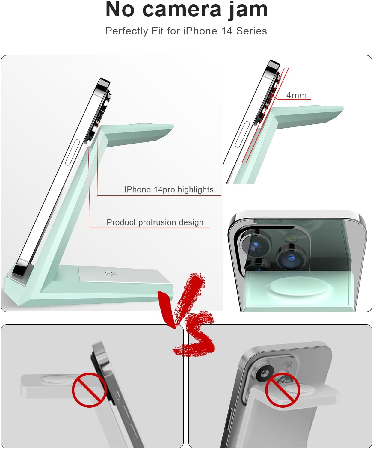 Wireless Charging Station for iPhone - ADADPU 3 in 1 Charger Stand for iPhone 16 15 14 13 12 11 Pro Max XR XS 8 Plus, Wireless Charging Dock for Apple Watch 9/8/7/SE/6/5/4/3/2, AirPods Pro/3/2 (Green)