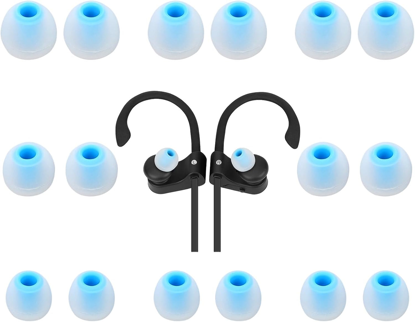 Earbud Tips Ear Bud Tips Soft Anti Slip Washable and Reusable Silicone Replacement Earbud Tips Fit Most in-Ear Earbuds(Inner Hole 3.8mm -5.1mm) 18pcs S M L
